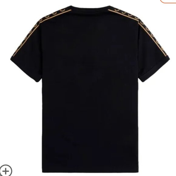 Mens Fred Perry Black Gold Taped Ringer Medium - Picture 4 of 4